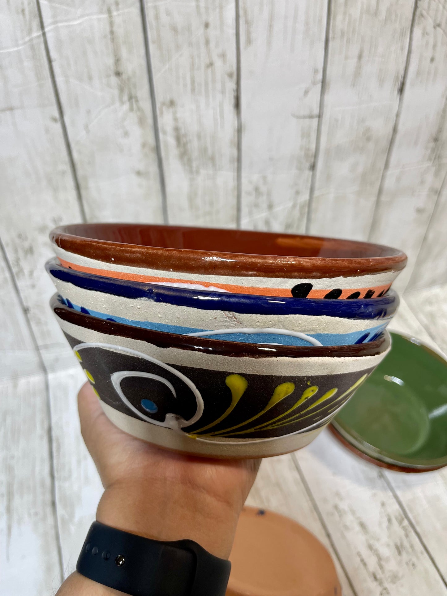 Mexican pottery handmade ceramic bowls 7”-Platos pozoles de engobe