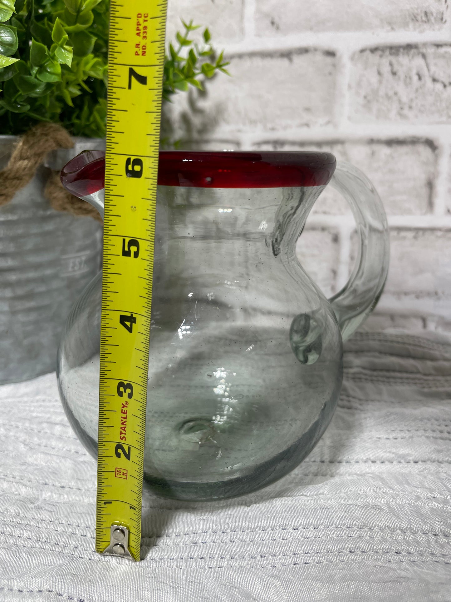 Mexican Glass hand blown glass jar-pitcher/creamer/coffee/agua